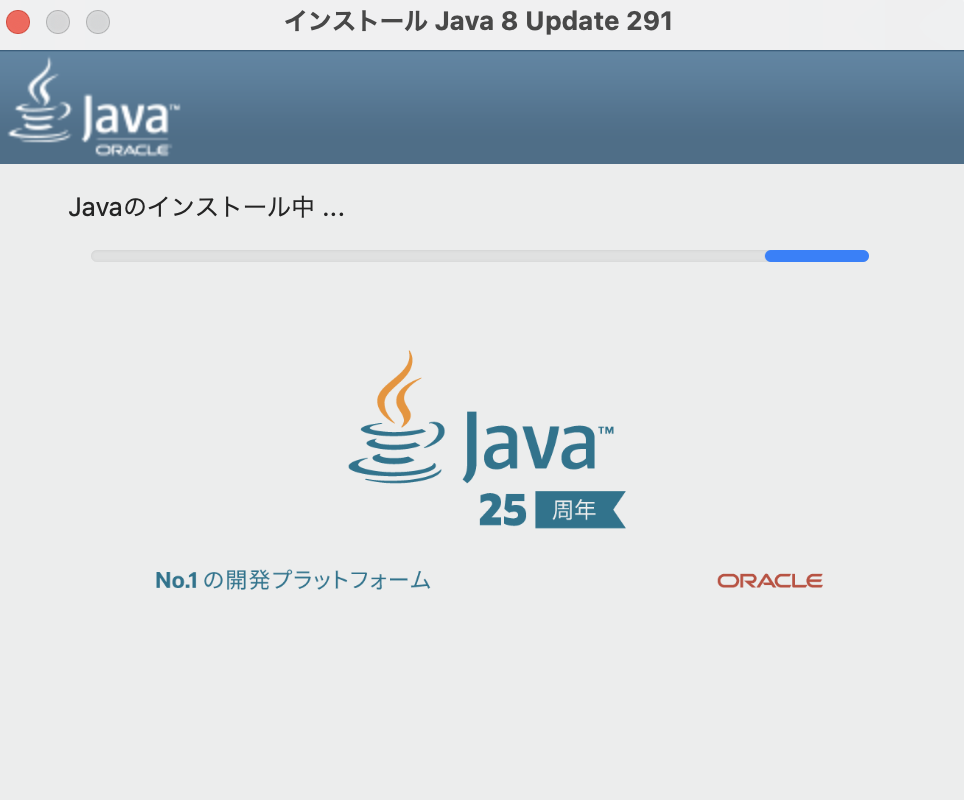 Javaインストール中
