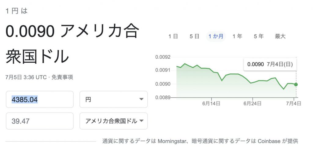 現在の為替相場を元に日本円に変換してみた(1Password年間の利用料金)