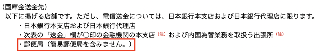 郵便局でも国税の納付は可能か？